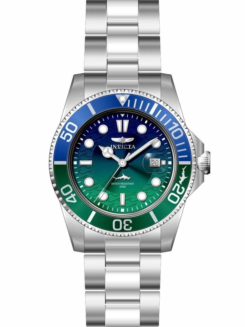 Invicta Pro Diver 42mm Watch Blue Green Dial Stainless Steel 50899 NWT